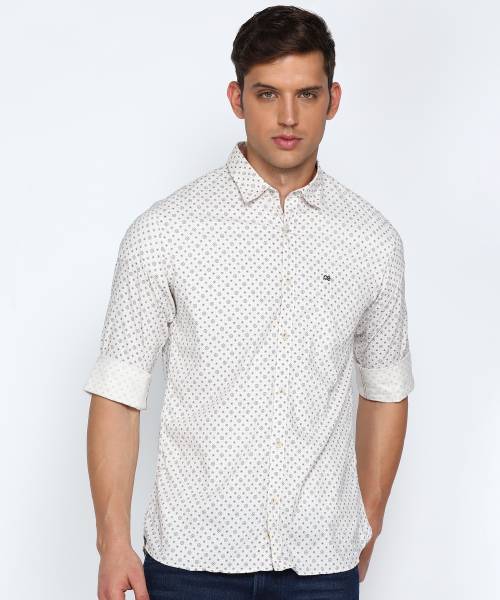 PETER ENGLAND Men Printed Casual Beige Shirt