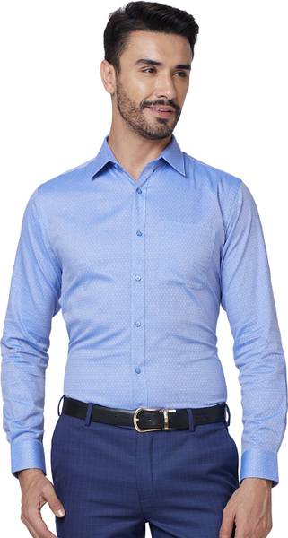 Raymond Men Self Design Formal Blue Shirt
