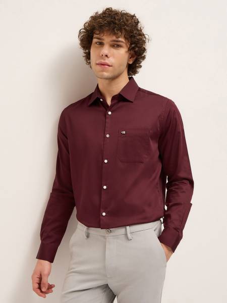 THE BEAR HOUSE Men Solid Formal Maroon Shirt