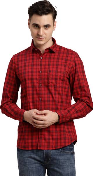 TURTLE Men Checkered Casual Red Shirt