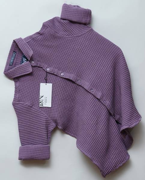N AND J Men Self Design Casual Purple Shirt