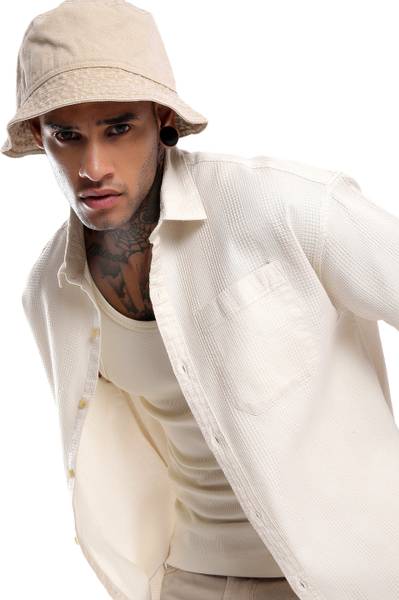 WROGN Men Solid Casual Beige Shirt
