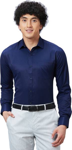 PARK AVENUE Men Solid Formal Dark Blue Shirt