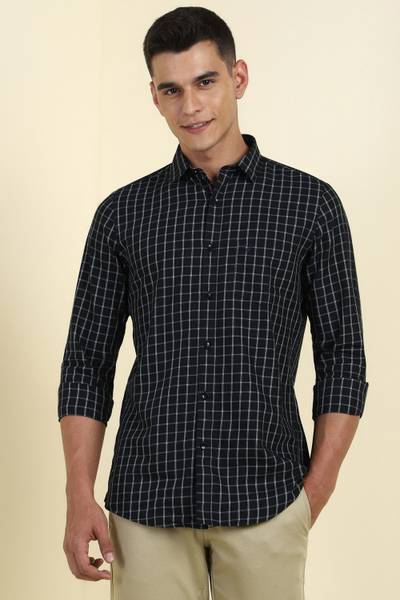 Allen Solly Men Checkered Casual Black Shirt