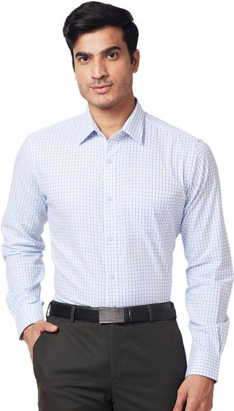 Raymond Men Checkered Formal Blue Shirt