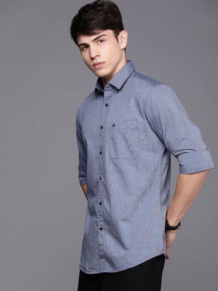 Raymond Men Solid Casual Blue Shirt Price History