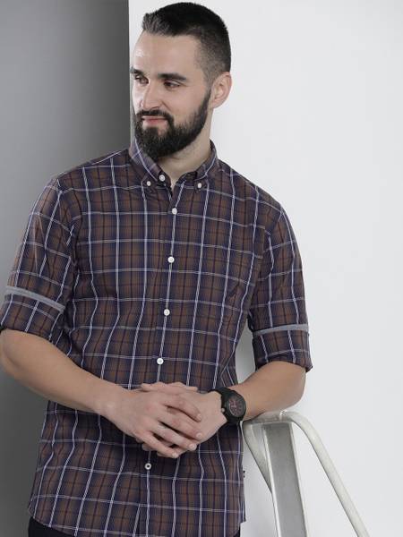 NAUTICA Men Checkered Casual Brown Shirt