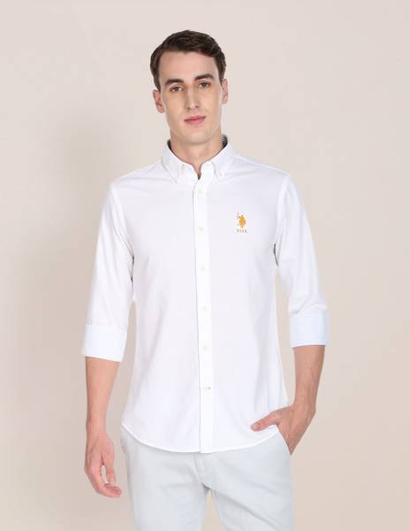 U.S. POLO ASSN. Men Solid Casual White Shirt