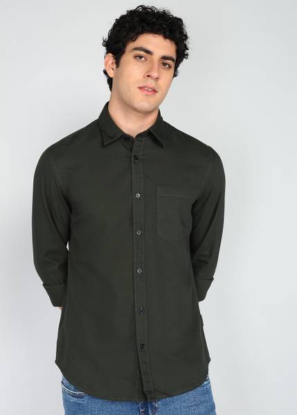 FLYING MACHINE Men Solid Casual Light Green Shirt