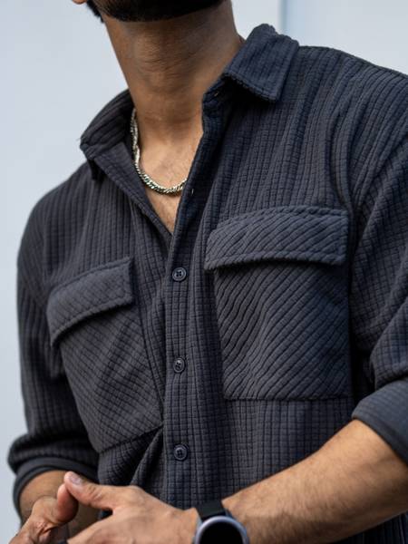 Powerlook Men Solid Casual Grey Shirt