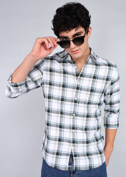 BEING HUMAN Men Checkered Casual Green Shirt