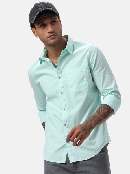 WROGN Men Solid Casual Light Green Shirt