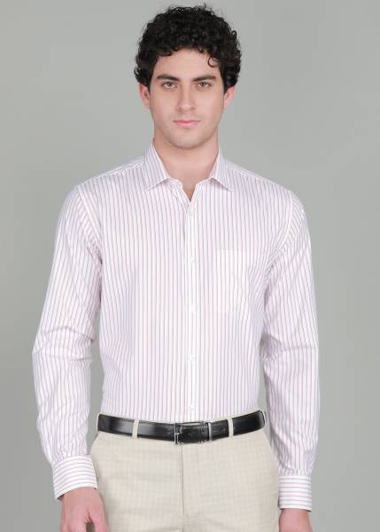 PARK AVENUE Men Striped Formal Yellow Shirt