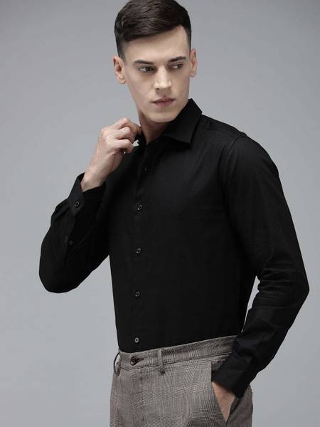 THE BEAR HOUSE Men Solid Formal Black Shirt