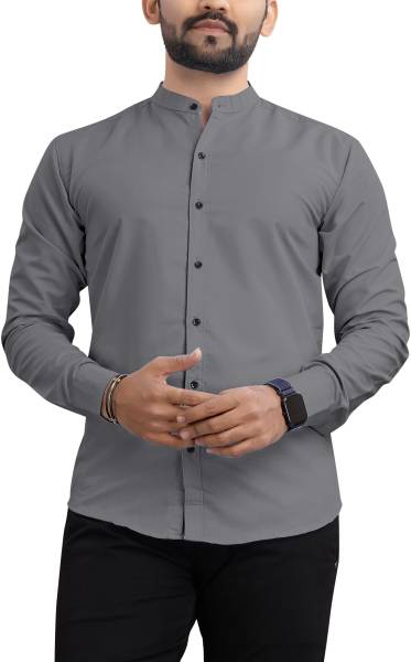 RAHUL LOOK Men Solid Casual Grey Shirt