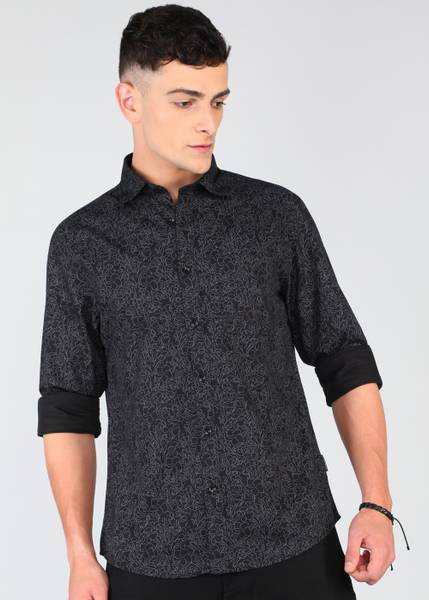 FLYING MACHINE Men Printed Casual Black Shirt