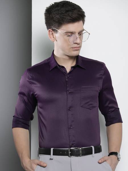 The Indian Garage Co. Men Solid Formal Purple Shirt