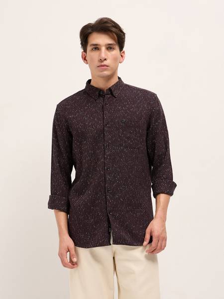 THE BEAR HOUSE Men Self Design Casual Brown Shirt