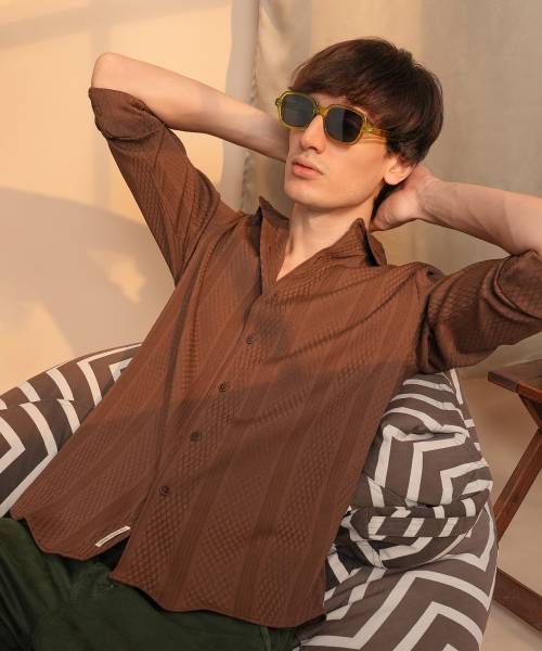 CAMPUS SUTRA Men Checkered Casual Brown Shirt