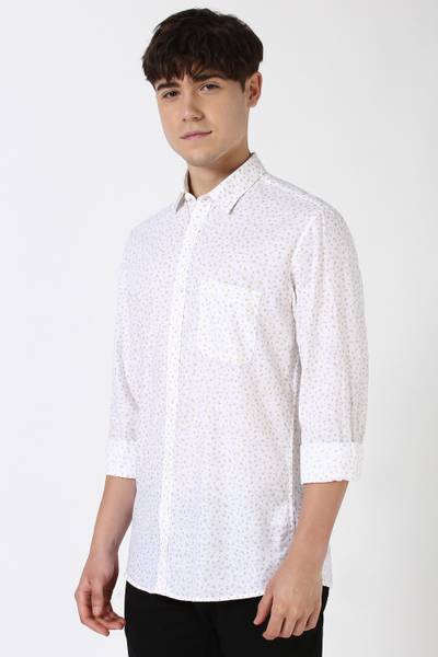 PETER ENGLAND Men Printed Casual White Shirt