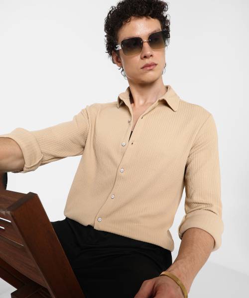 CAMPUS SUTRA Men Self Design Casual Yellow Shirt