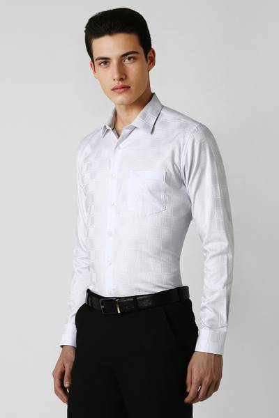 VAN HEUSEN Men Checkered Formal Grey Shirt