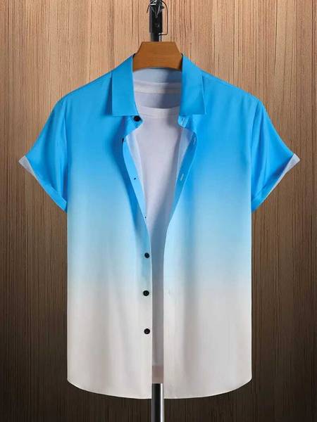 FROZEN Men Solid Casual Blue, White Shirt