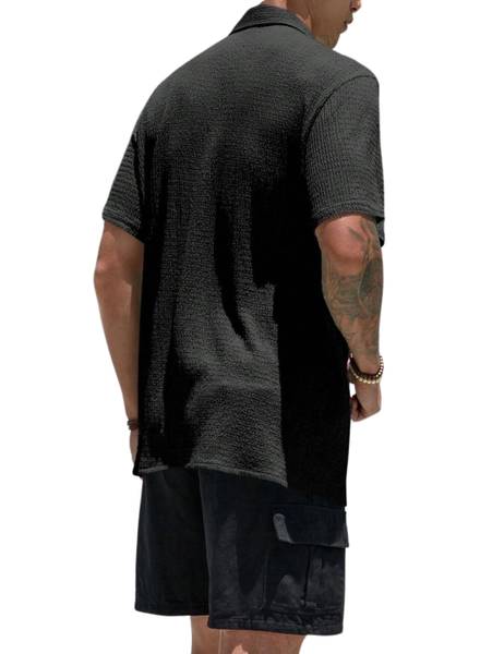 KHANJAN FASHION Men Self Design Festive Black Shirt