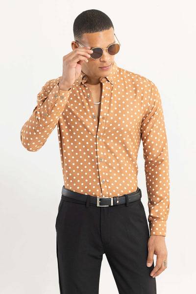 Snitch Men Printed Casual Yellow Shirt