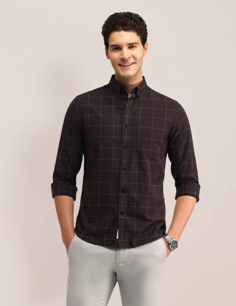 U.S. POLO ASSN. Men Checkered Casual Red Shirt
