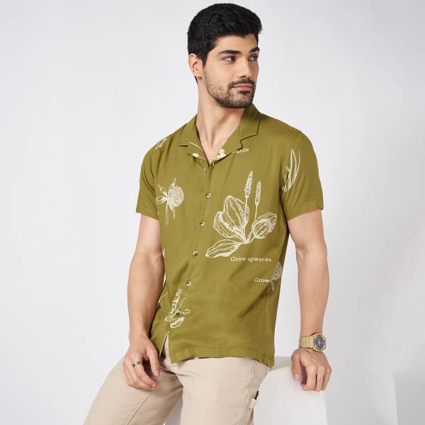 Urban Ranger by Pantaloons Men Floral Print Casual Green Shirt