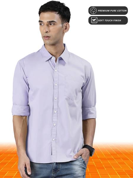 METRONAUT Men Solid Casual Purple Shirt