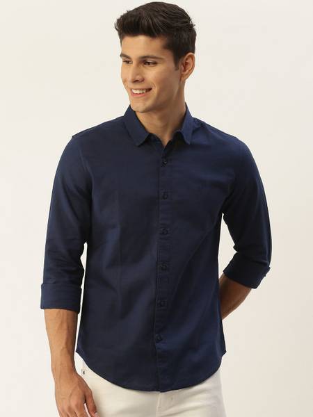 United Colors of Benetton Men Checkered Casual Dark Blue Shirt