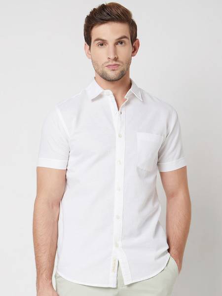 MUFTI Men Solid Casual White Shirt