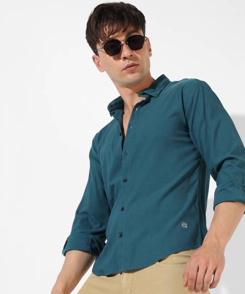 CAMPUS SUTRA Men Solid Casual Blue Shirt
