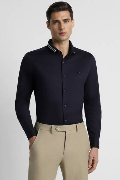 PETER ENGLAND Men Solid Formal Dark Blue Shirt