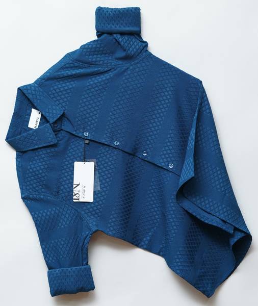 N AND J Men Solid Casual Blue Shirt