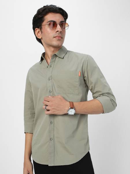 Urbano Fashion Men Solid Casual Beige Shirt
