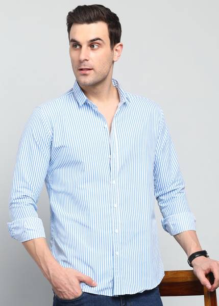 Jai Textiles Men Checkered Casual Blue Shirt