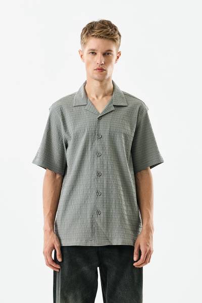 Snitch Men Self Design Casual Grey Shirt