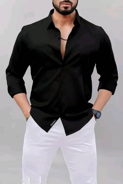 UNNATI TRENDS Men Solid Formal Black Shirt