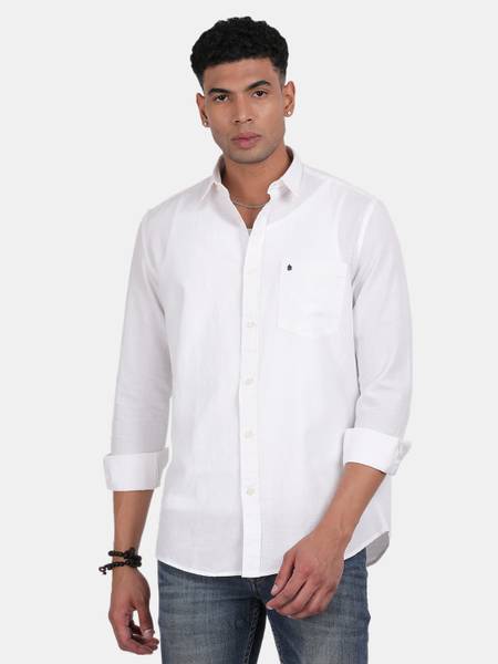BLU MNKY Men Solid Casual White Shirt
