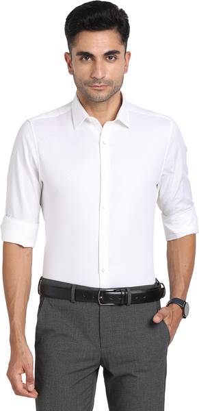 TURTLE Men Self Design Party White Shirt
