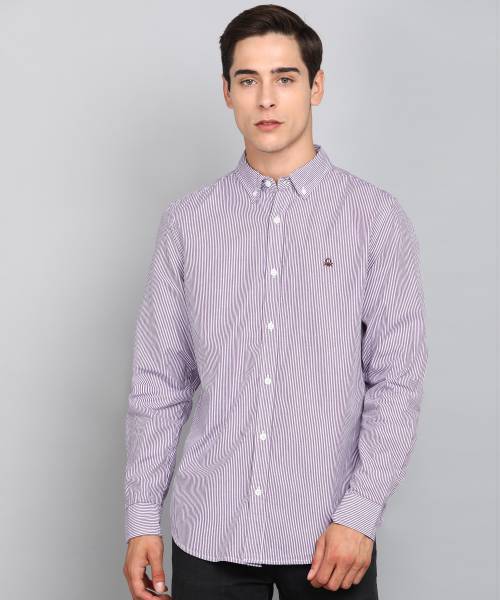 United Colors of Benetton Men Striped Casual Brown Shirt