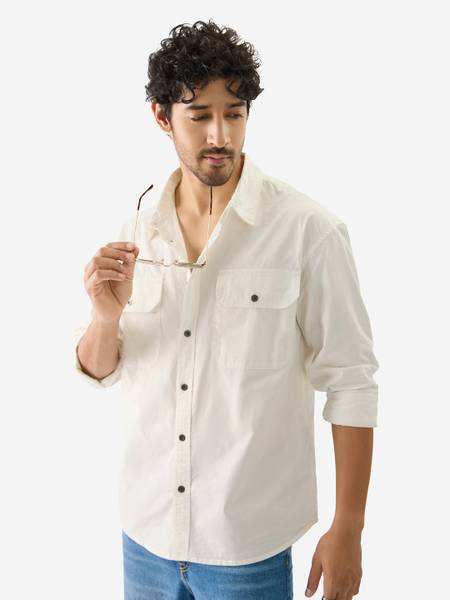 The Souled Store Men Solid Casual White Shirt