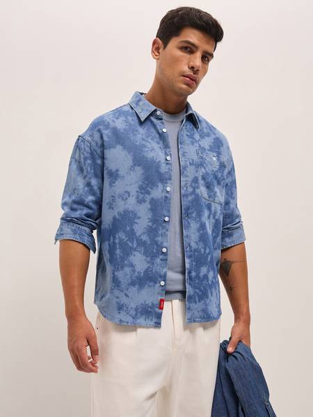 THE BEAR HOUSE Men Dyed/Ombre Casual Blue Shirt