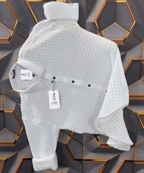Lyphy Men Self Design Casual White Shirt