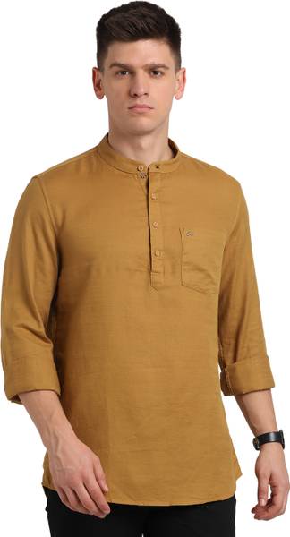 TURTLE Men Solid Casual Brown Shirt