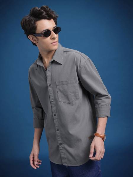 Roadster Men Solid Casual Grey Shirt