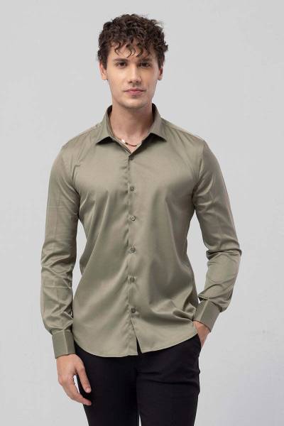 Snitch Men Solid Casual Green Shirt